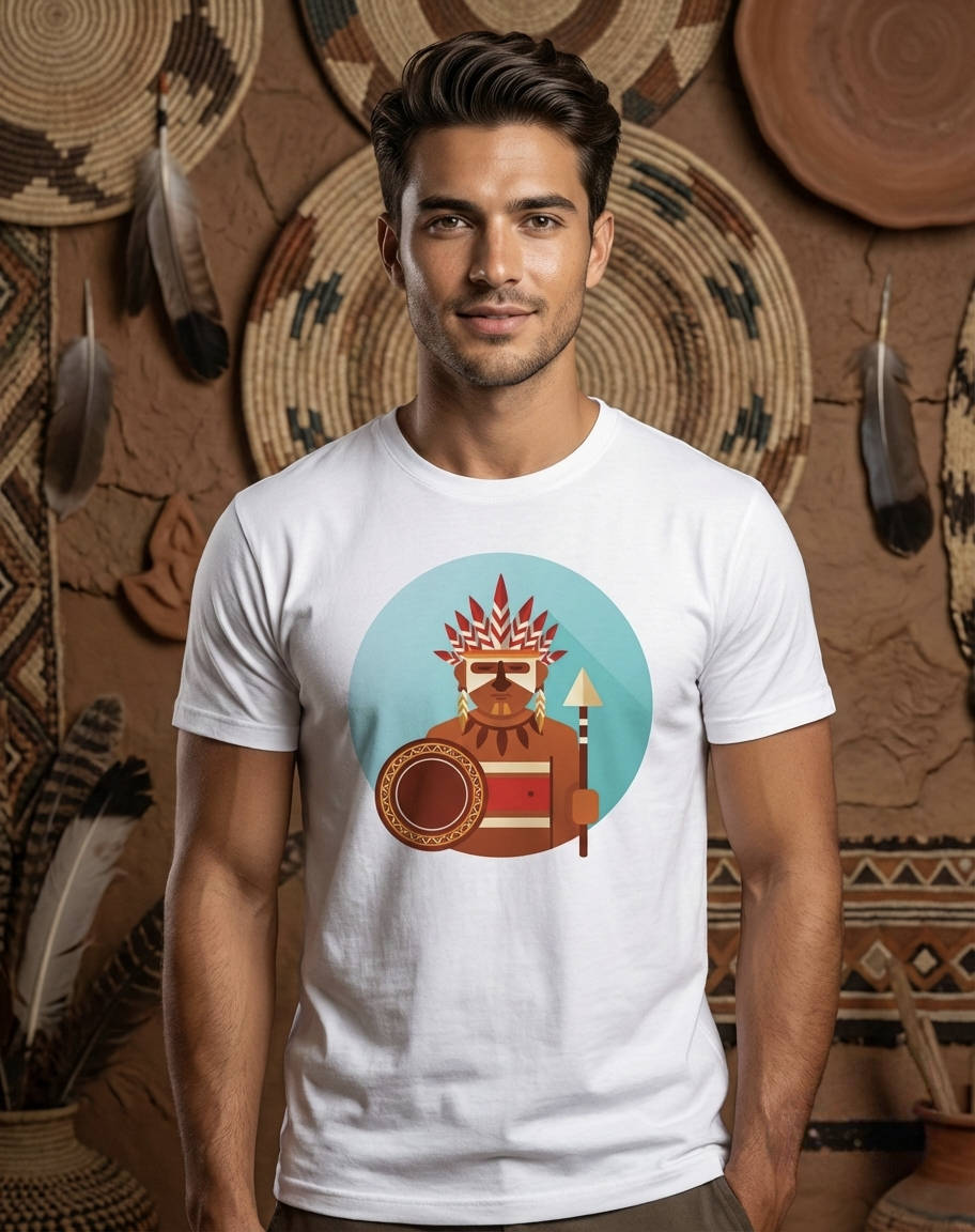 Adivasi Yoddha T-Shirt | Tribal Warrior Shield Graphic Cotton Tee – Morluga
