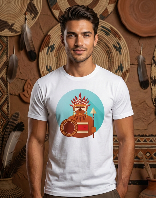Adivasi Yoddha T-Shirt | Tribal Warrior Shield Graphic Cotton Tee – Morluga