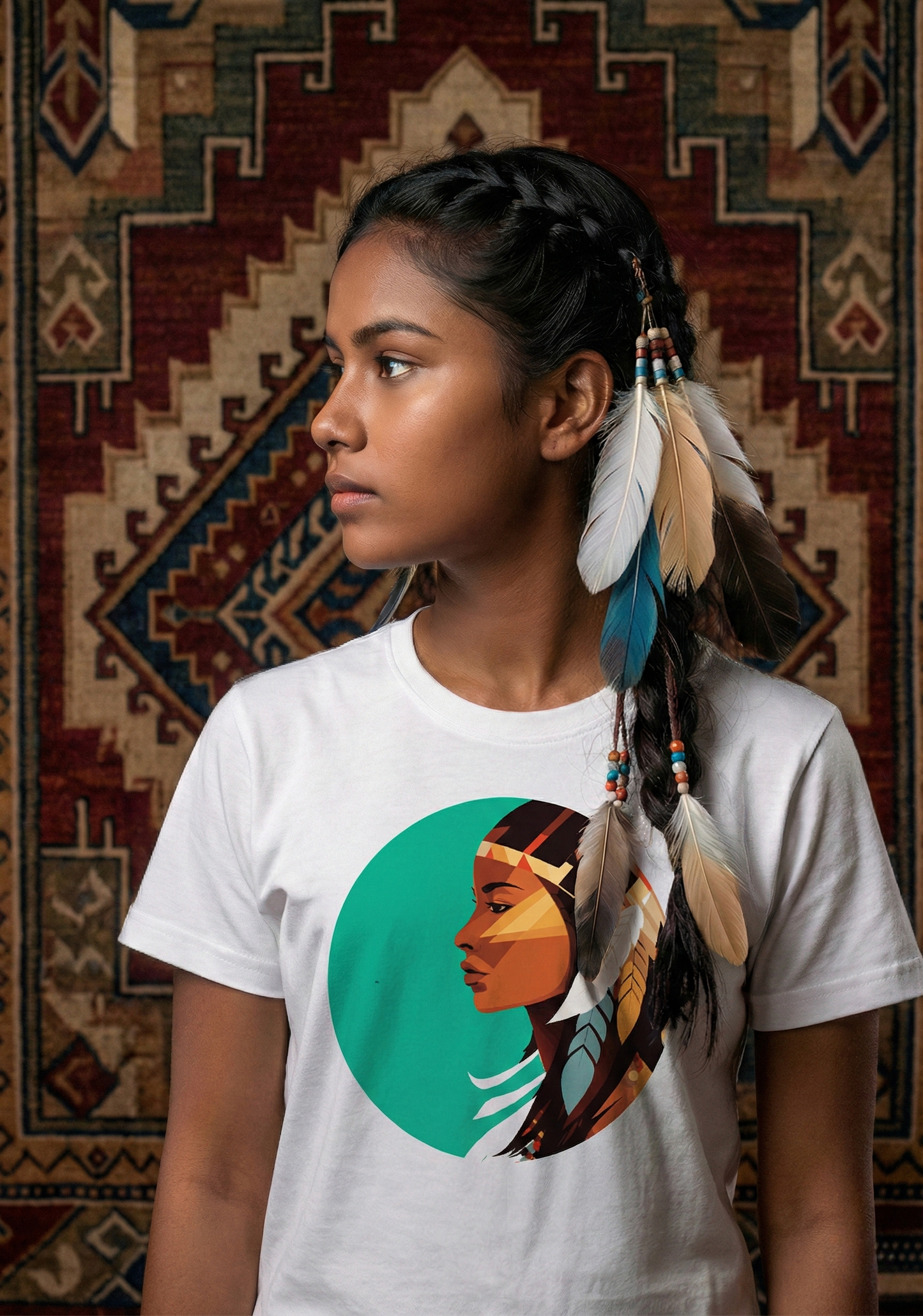 Tribal Girl Face T-Shirt | Adivasi Art Cotton Tee – Morluga